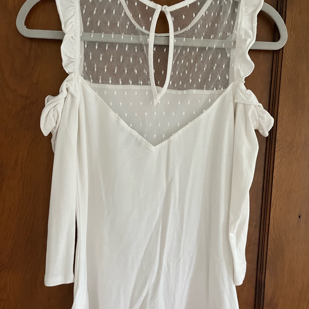 Express White Ruffle Top - Picture 2 of 3